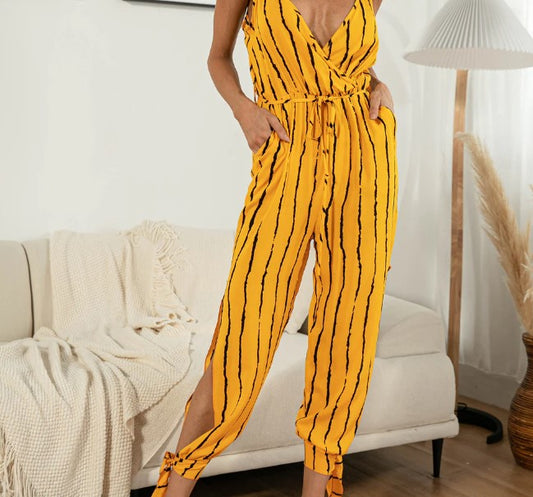 Discover the Allure of the Striped Hammock Belted Jumpsuit!