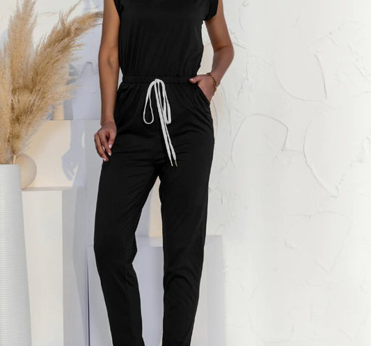 sleeveless knot waist jumpsuit