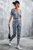 Animal Print V-Neck Jumpsuit with Pockets